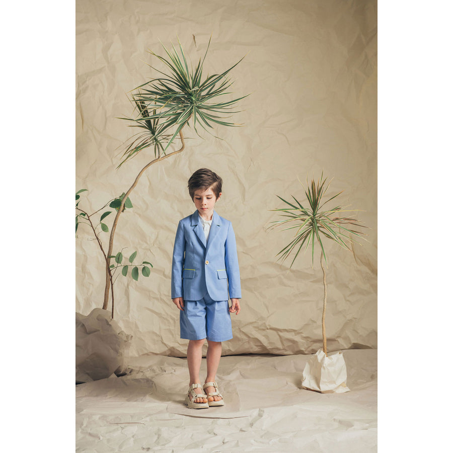 Paade Mode Flax Blue Cotton Blazer