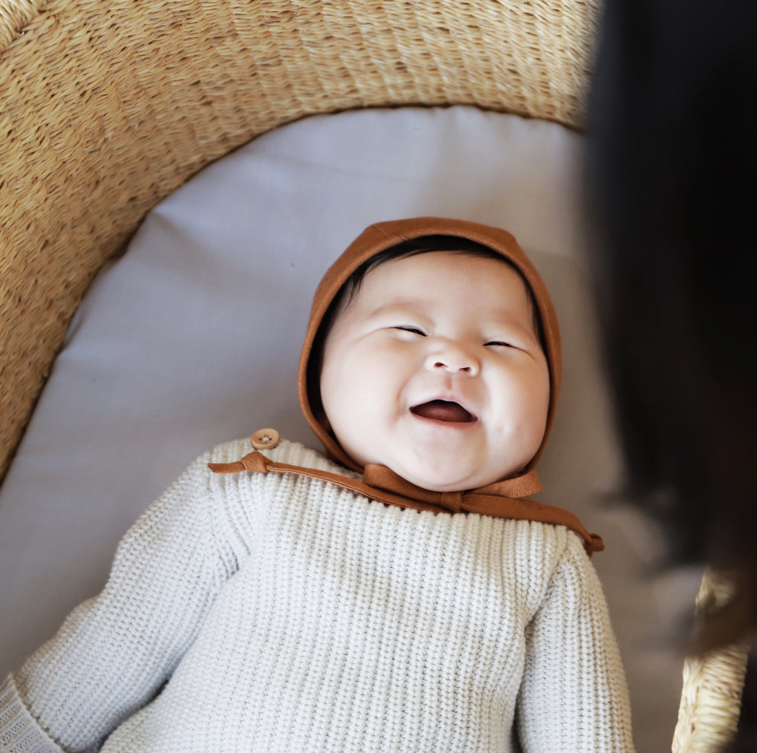 Briar Baby Rust Linen Bonnet