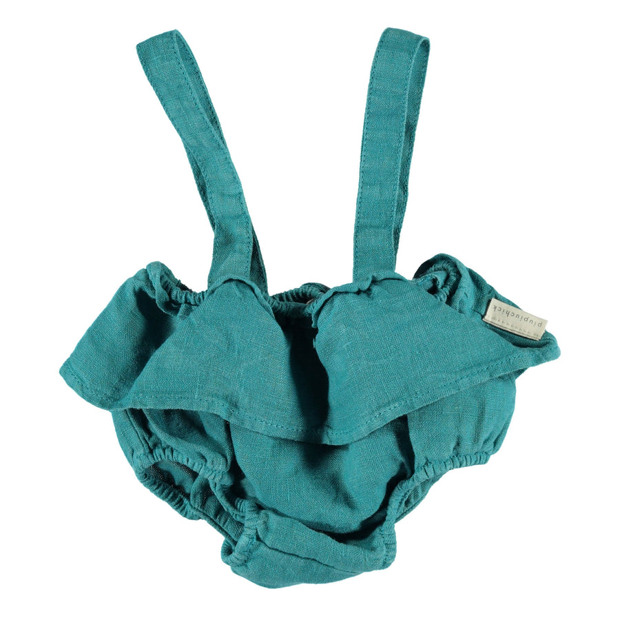 Piupiuchick Emerald Linen Shorties with Straps