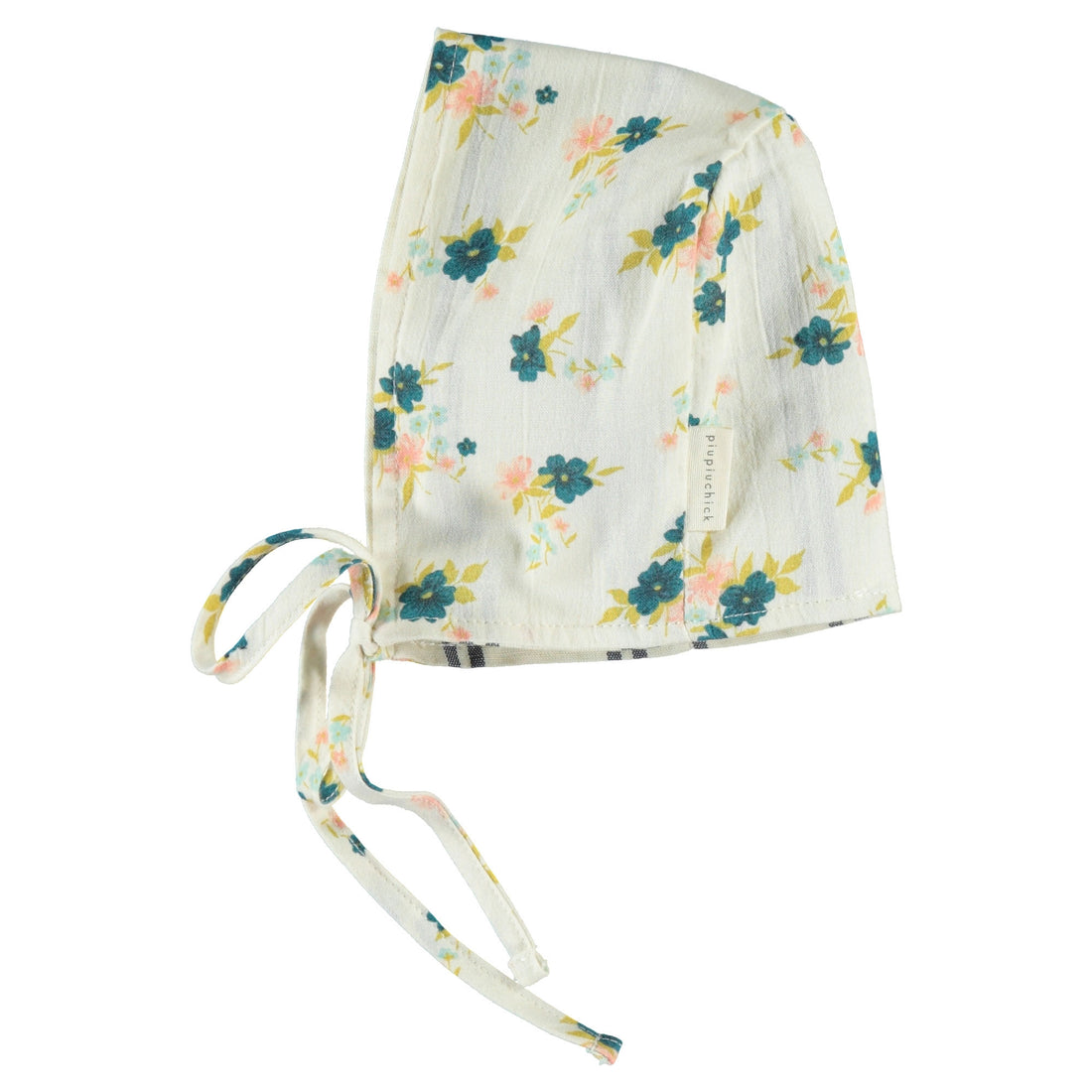 Piupiuchick Navy Stripes/Flowers Reversible Baby Bonnet