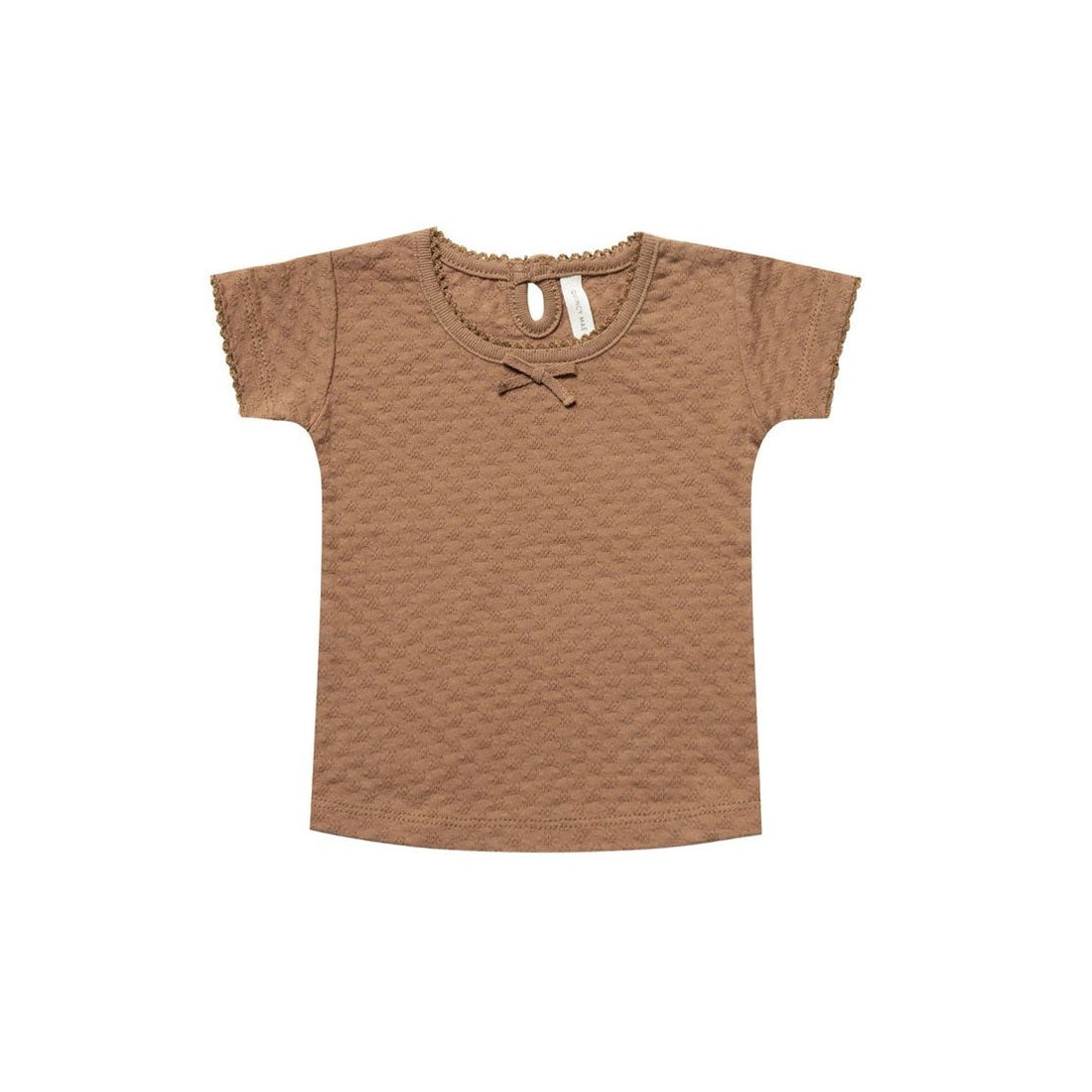 Quincy Mae Copper Organic Pointelle Tee
