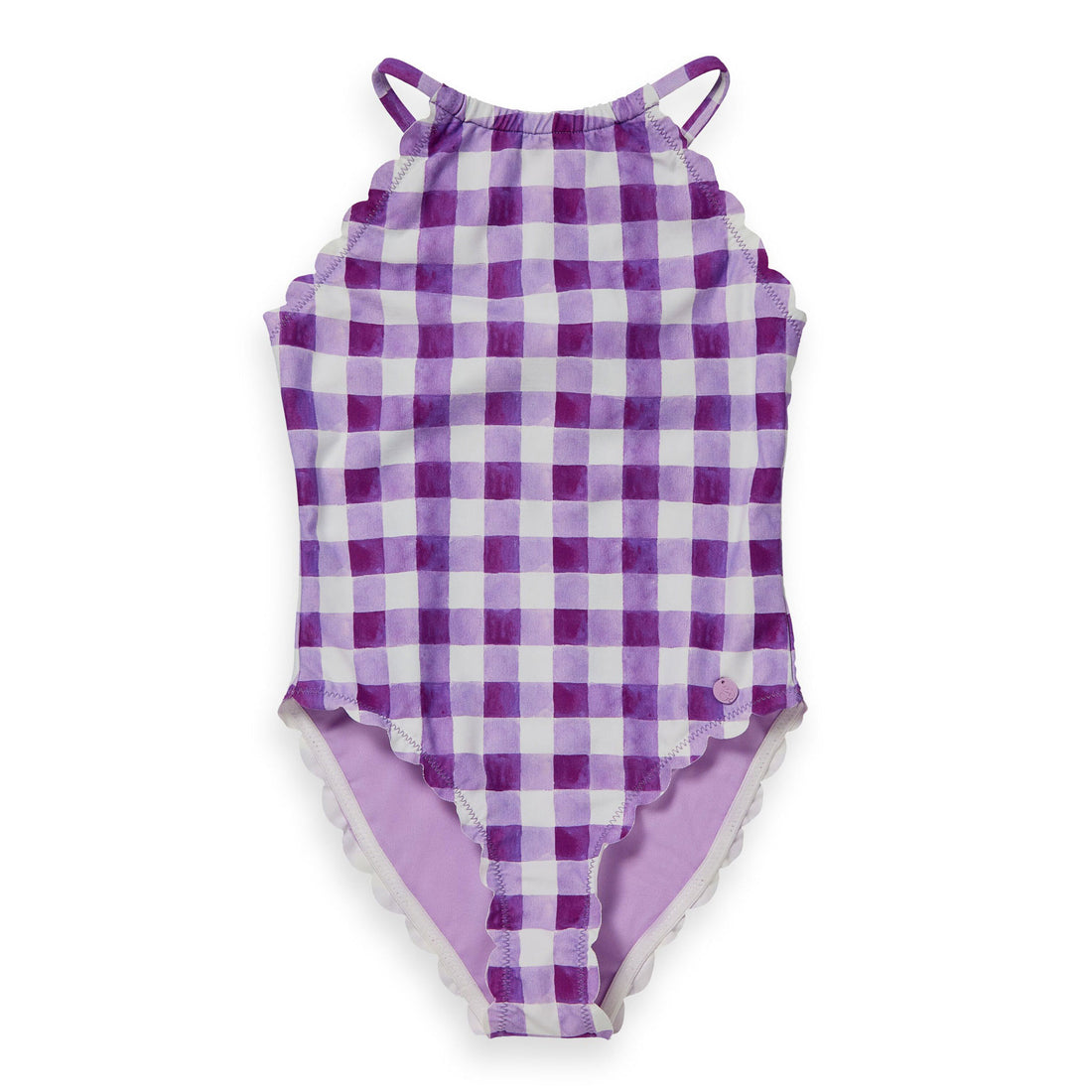 Scotch Shrunk  Mulberry Printed Check Scallop Edge Bathing Suit
