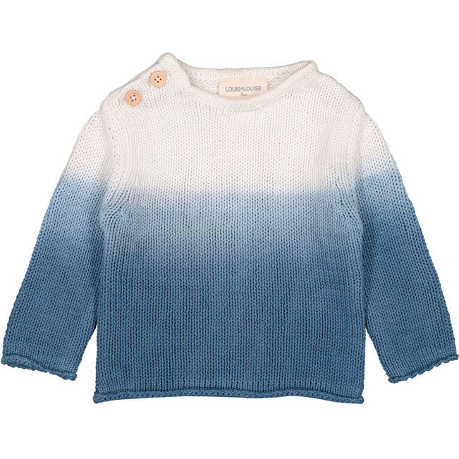 Louis Louise Blue Knitted Cotton Tie & Dye Baby Bobby Pullover