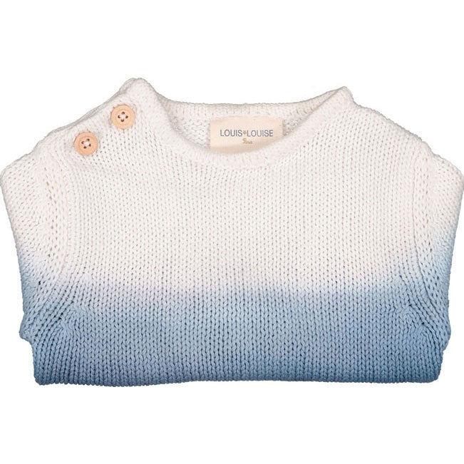 Louis Louise Blue Knitted Cotton Tie & Dye Baby Bobby Pullover