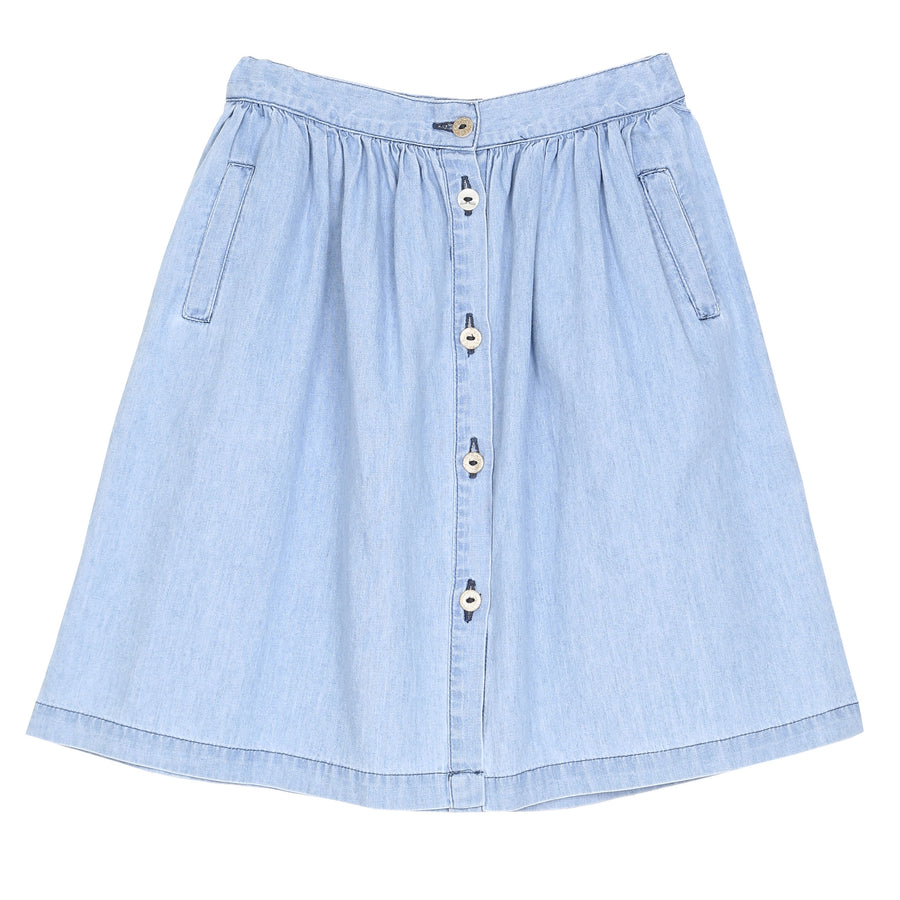 Emile et Ida Chambray Button Flair Skirt