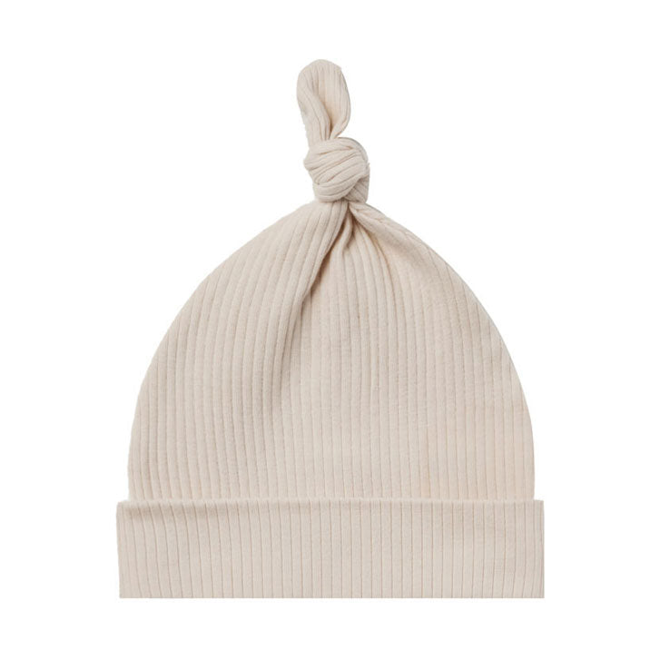 Quincy Mae Ribbed Knotted Baby Hat | Natural