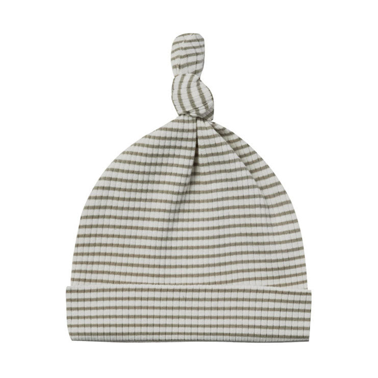 Quincy Mae Ribbed Knotted Baby Hat | Fern Stripe