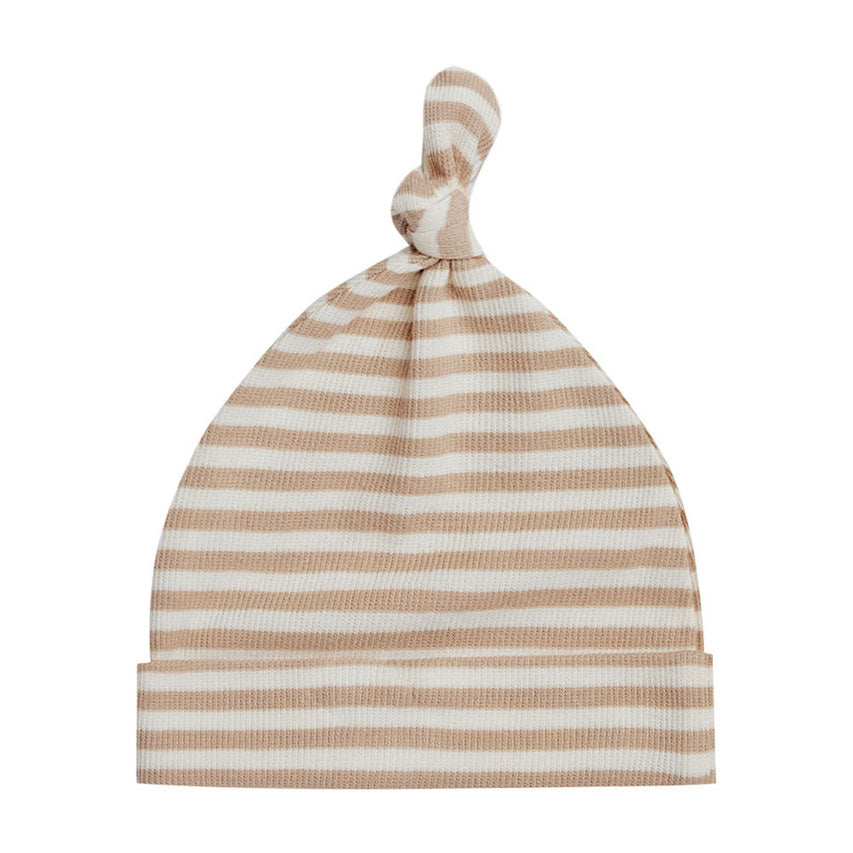 Quincy Mae Latte Stripe Knotted Baby Hat