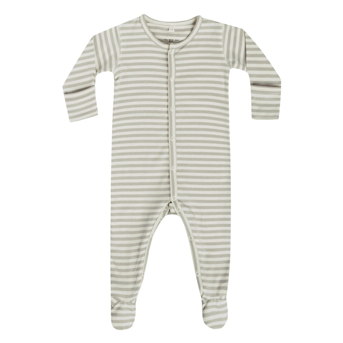 Quincy Mae Full Snap Footie | Pistachio Stripe