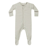 Quincy Mae Full Snap Footie | Pistachio Stripe