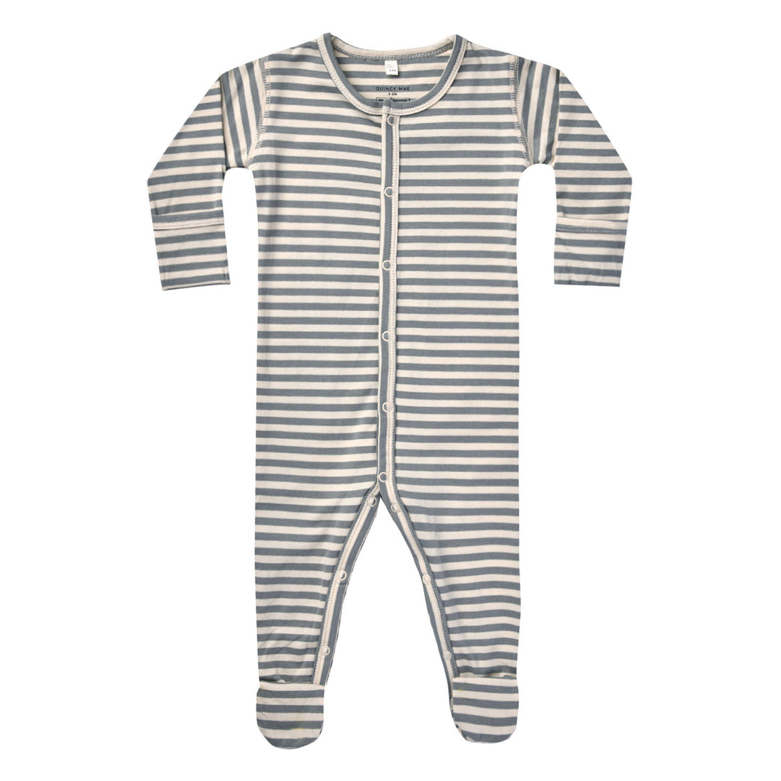 Quincy Mae Sea Green Stripe Full Snap Footie