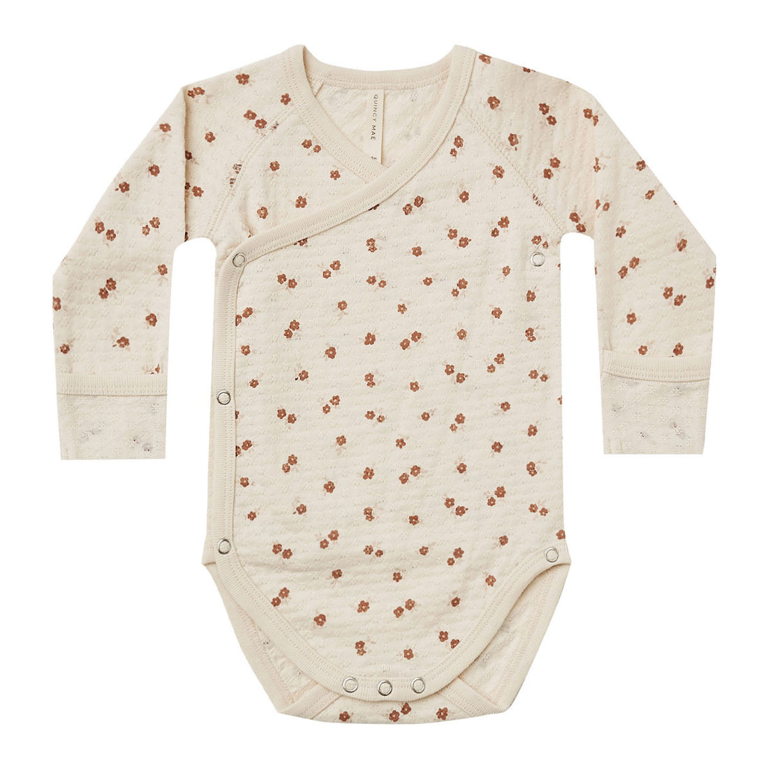 Quincy Mae  Petite Floral Pointelle Side Snap Bodysuit