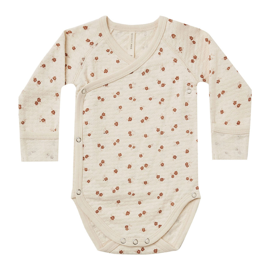 Quincy Mae  Petite Floral Pointelle Side Snap Bodysuit