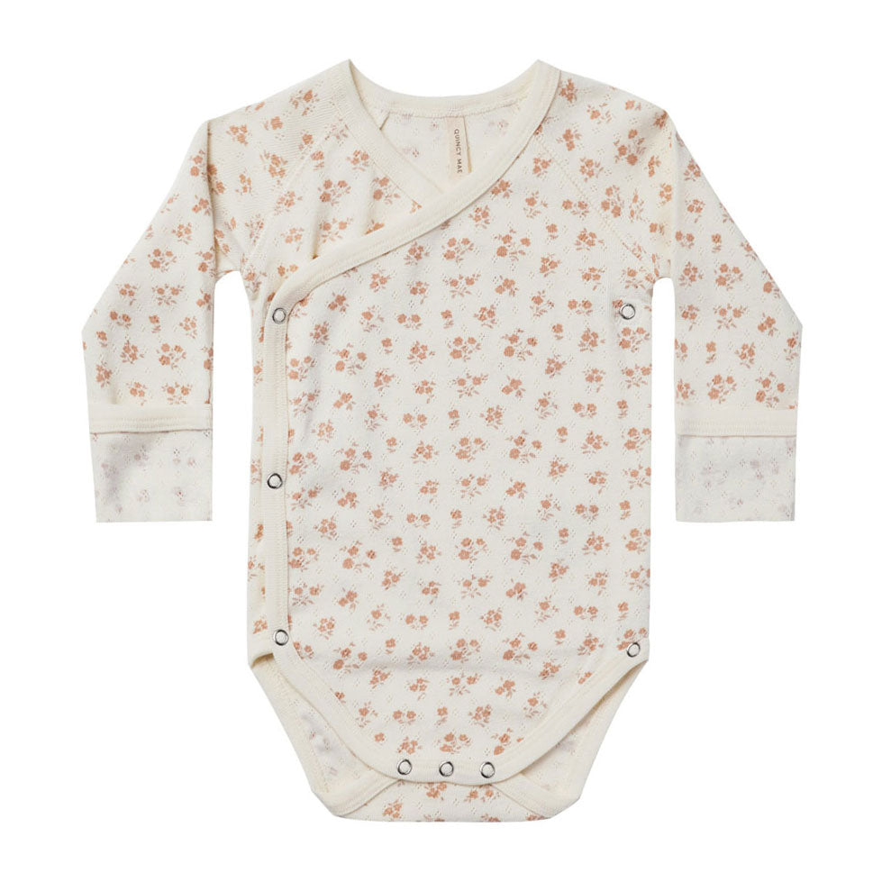 Quincy Mae Pointelle Side-Snap Bodysuit | Blush Floral