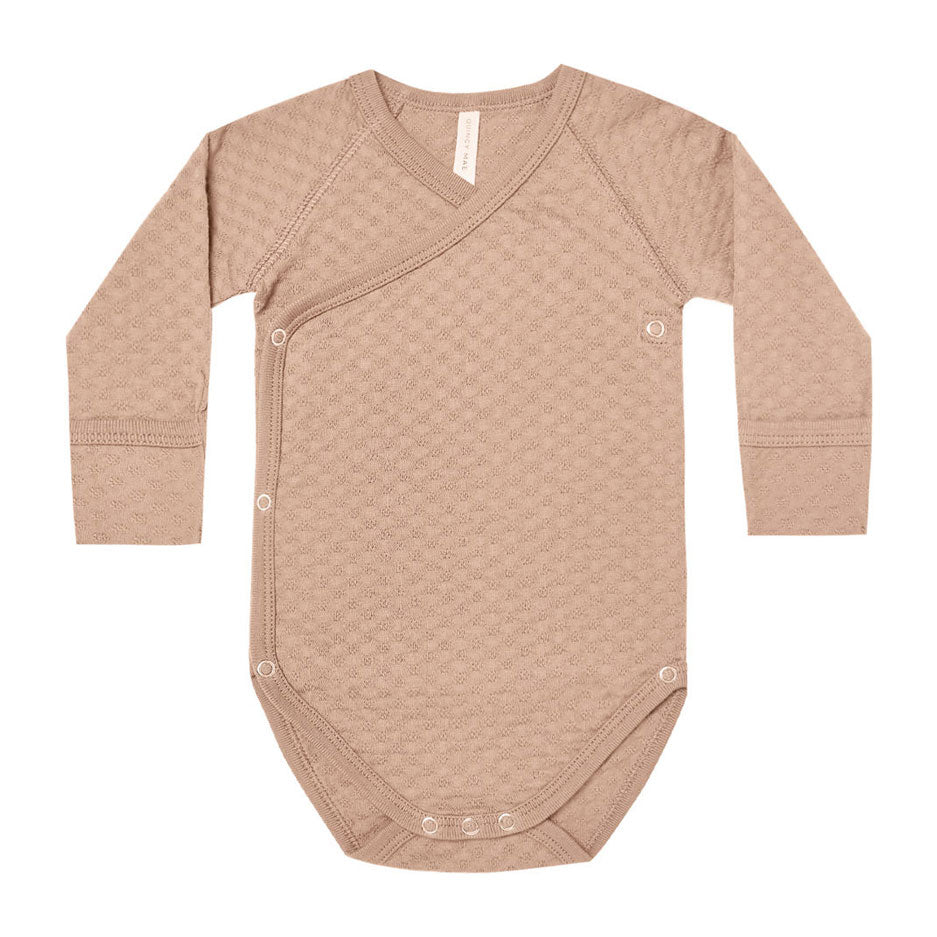 Quincy Mae Pointelle Side-Snap Bodysuit | Blush