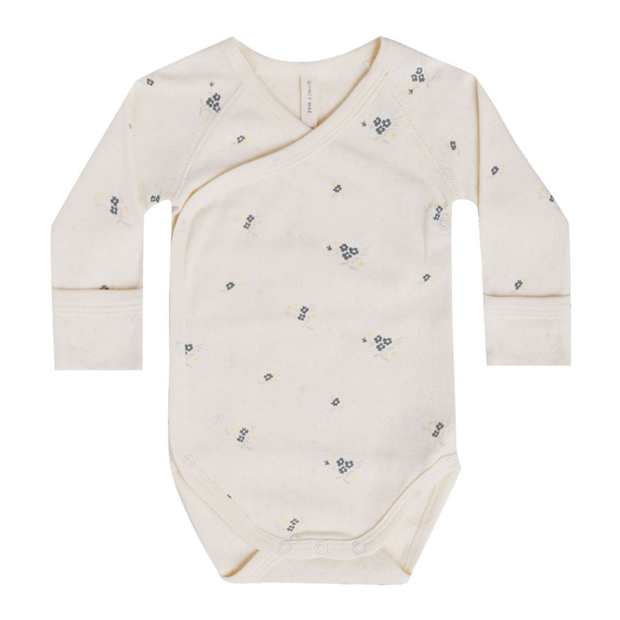 Quincy Mae Pointelle Side Snap Bodysuit | Ditsy Ocean