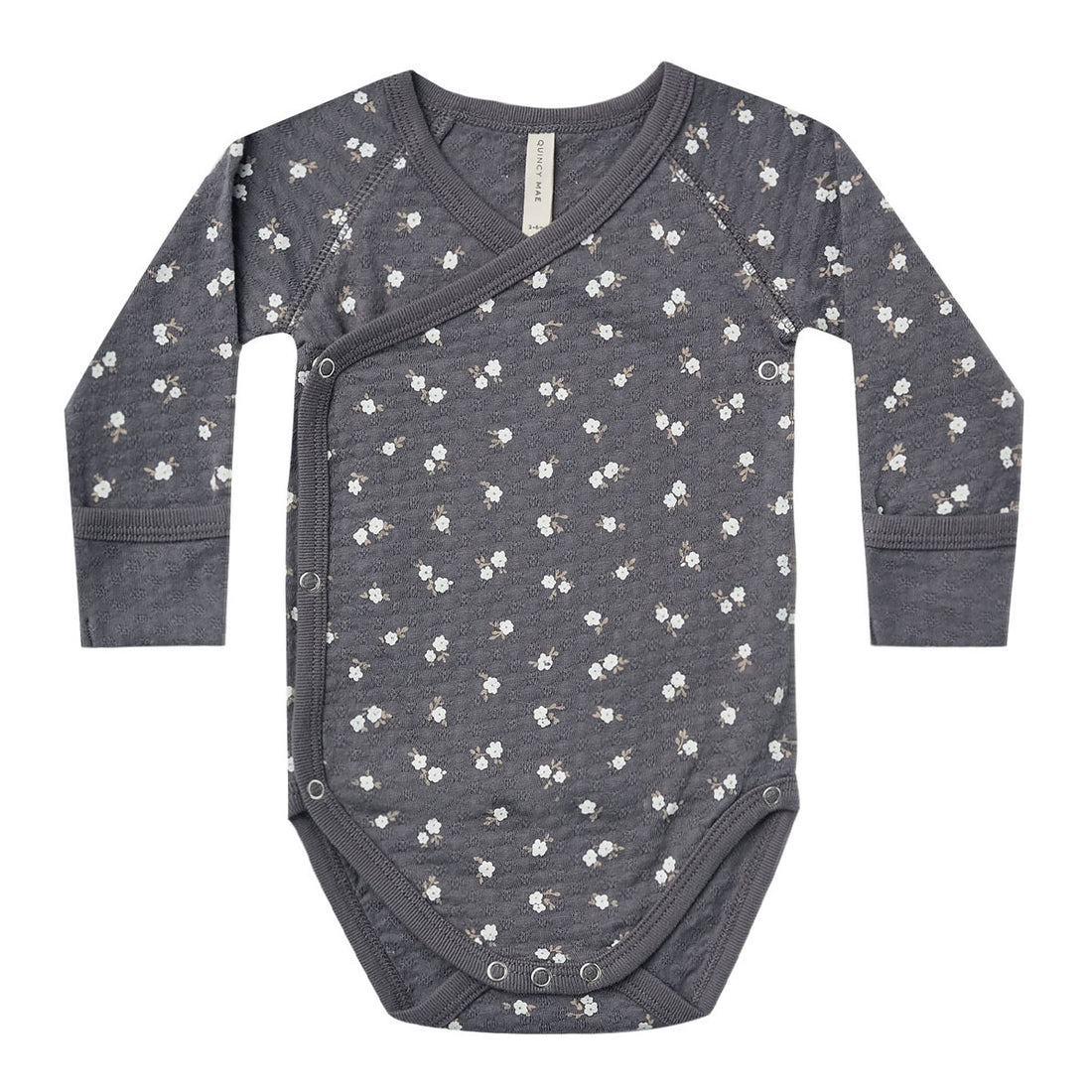 Quincy Mae  Dark Floral Pointelle Side Snap Bodysuit