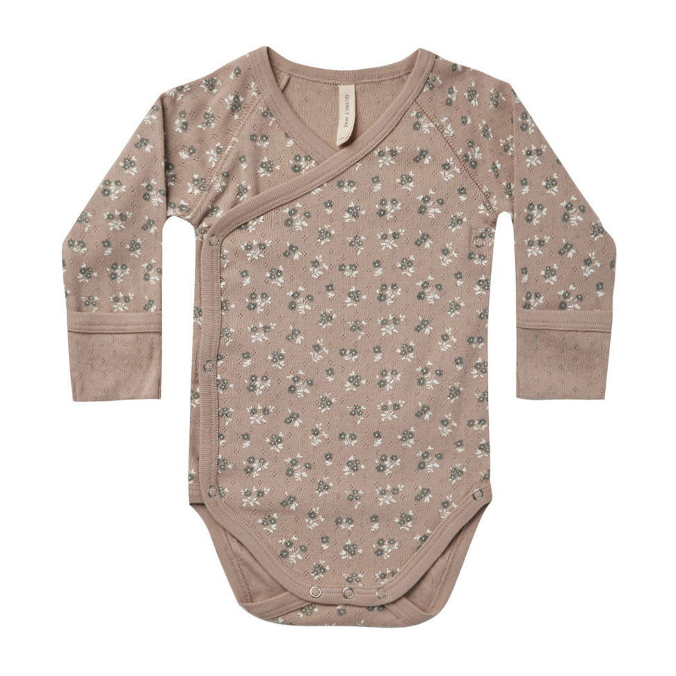 Quincy Mae Pointelle Side-Snap Bodysuit | Truffle Floral
