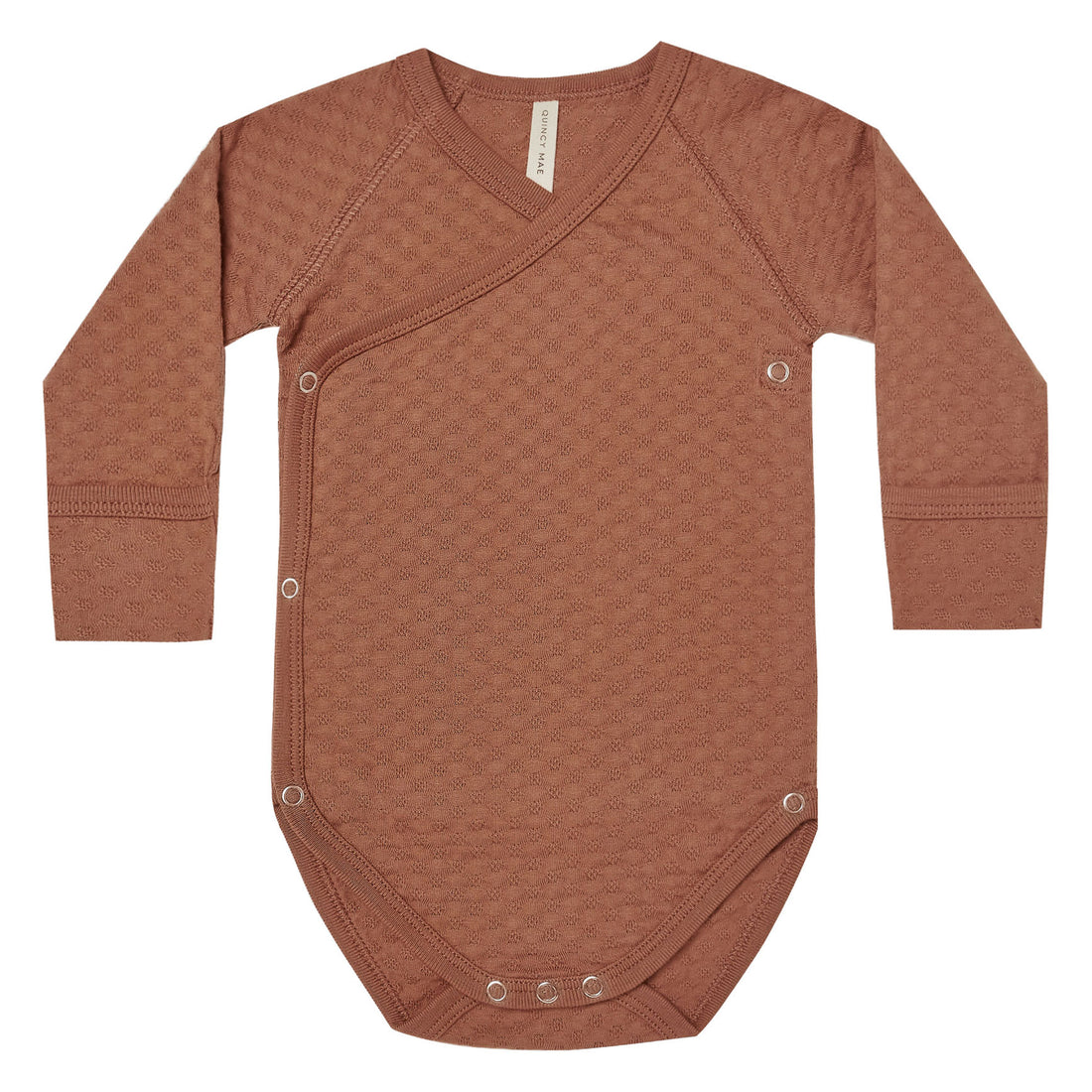 Quincy Mae  Clay Pointelle Side Snap Bodysuit
