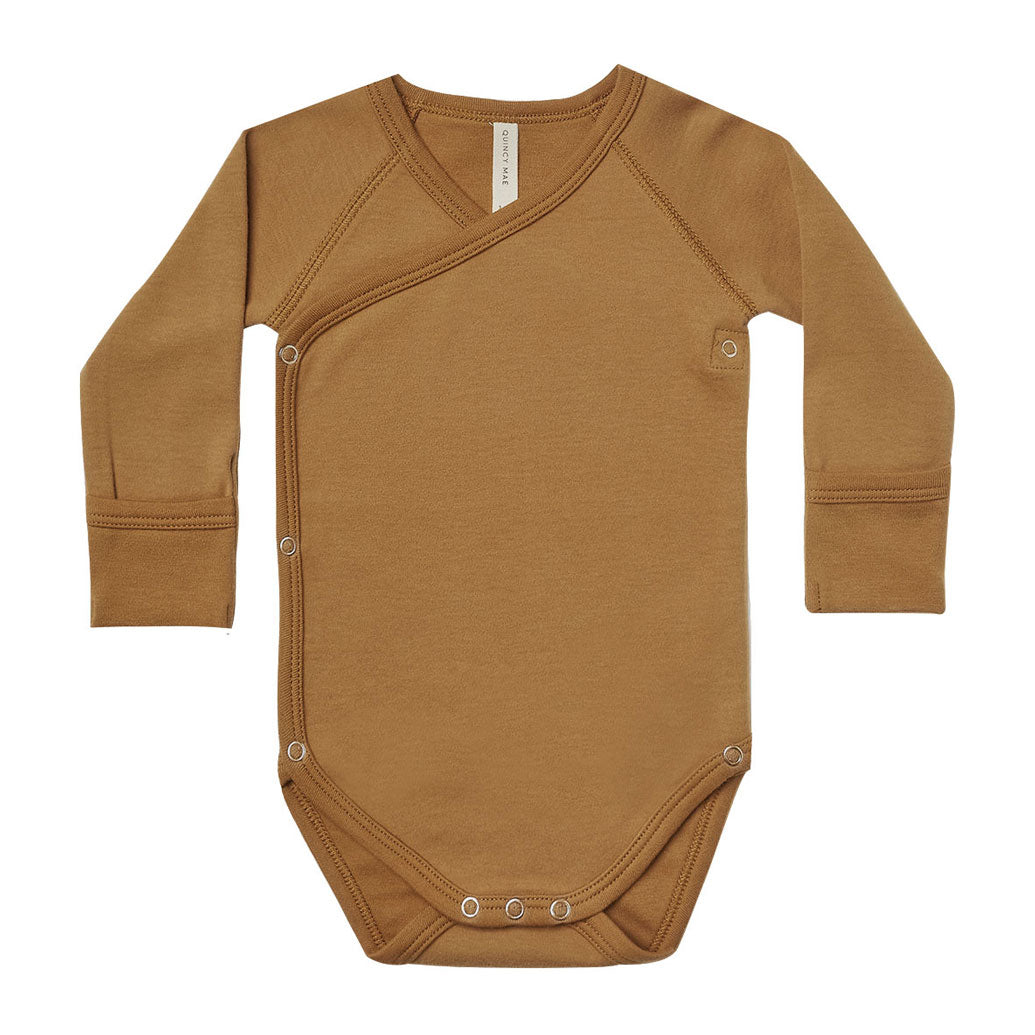 Quincy Mae Side Snap Bodysuit-Walnut