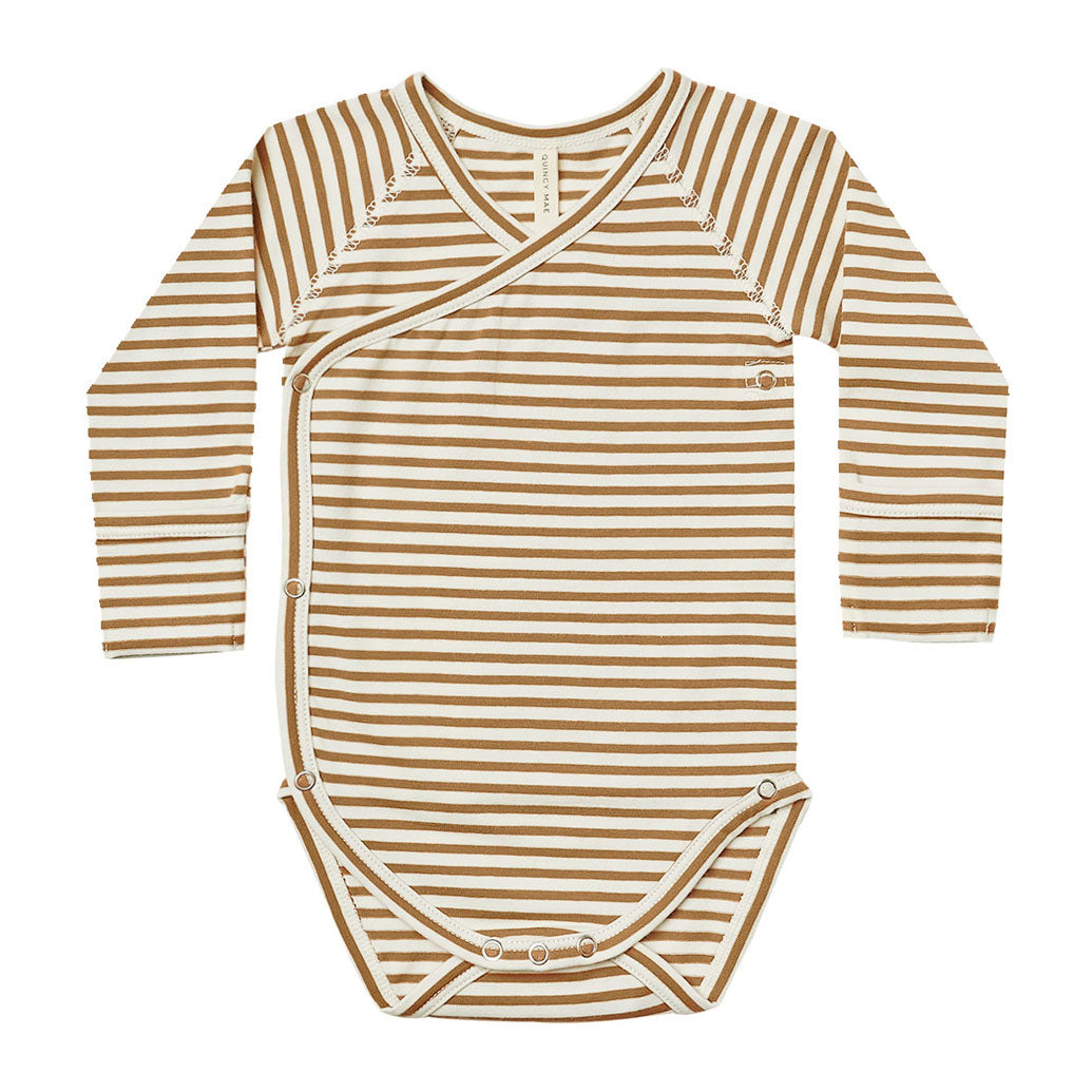 Quincy Mae Side Snap Bodysuit-Walnut Stripe