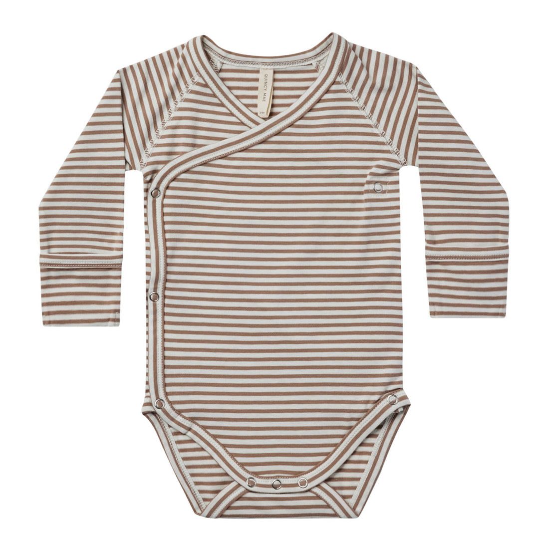 Quincy Mae Side-Snap Bodysuit | Cocoa Stripe