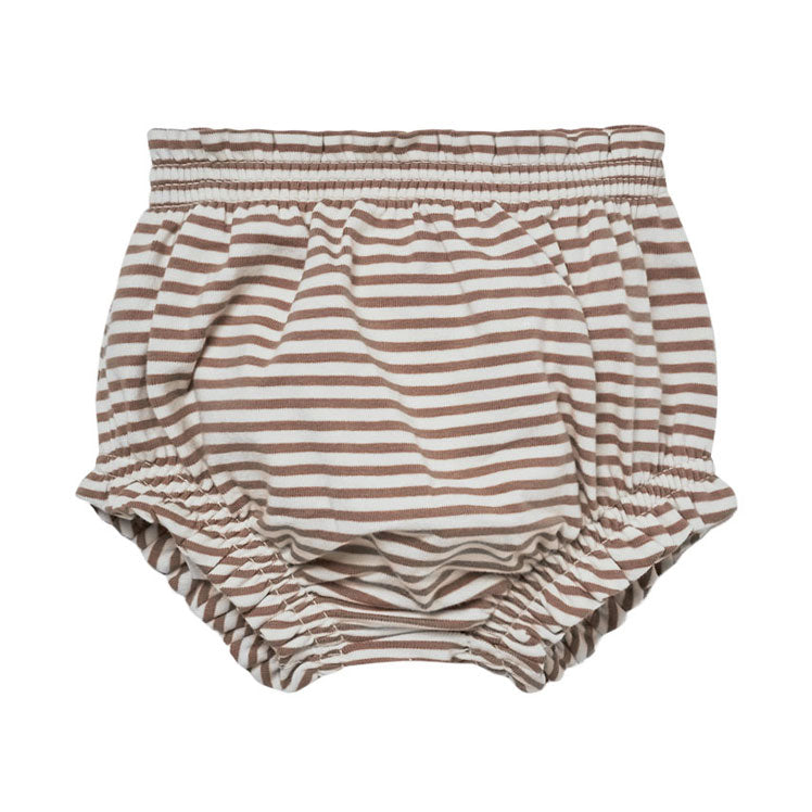 Quincy Mae Gathered Bloomer | Cocoa Stripe