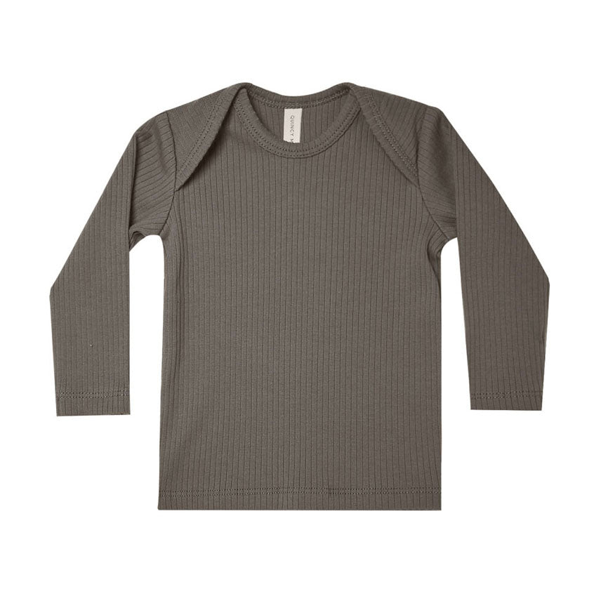Quincy Mae Ribbed Long Sleeve Tee | Charcoal