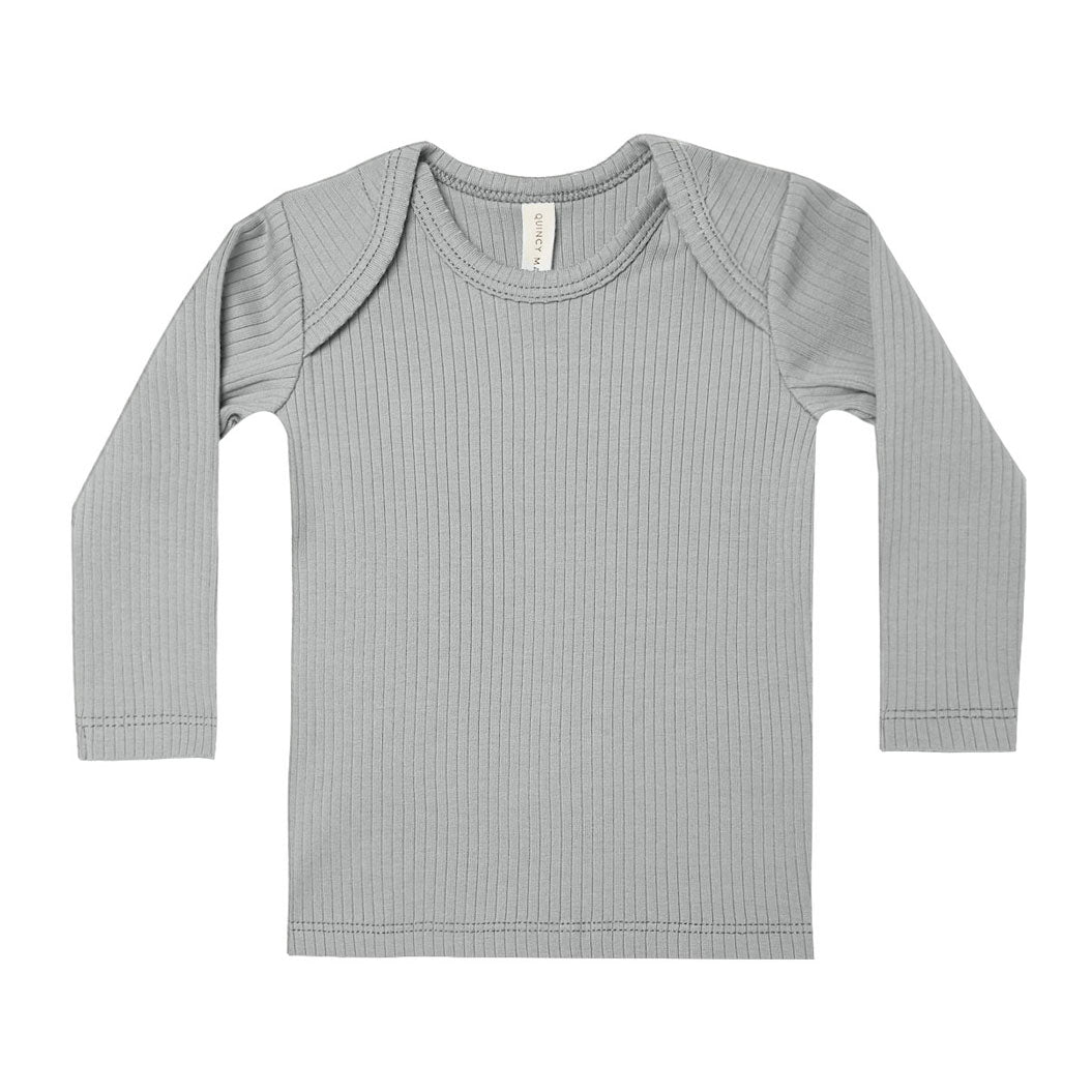 Quincy Mae  Dusty Blue Ribbed Lap Tee