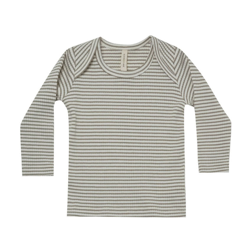 Quincy Mae Ribbed Long Sleeve Tee | Fern Stripe