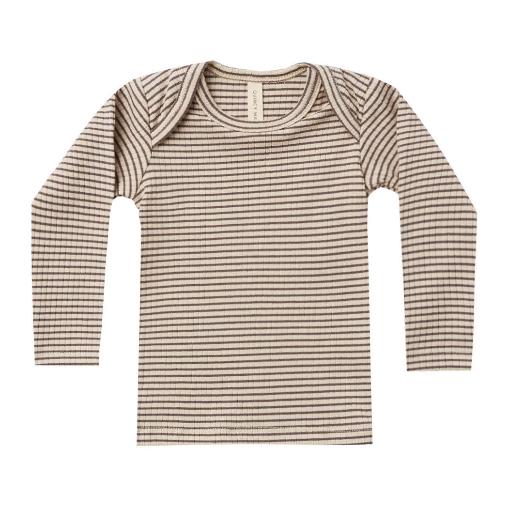 Quincy Mae Charcoal Stripe Ribbed Long Sleeve Lap Tee
