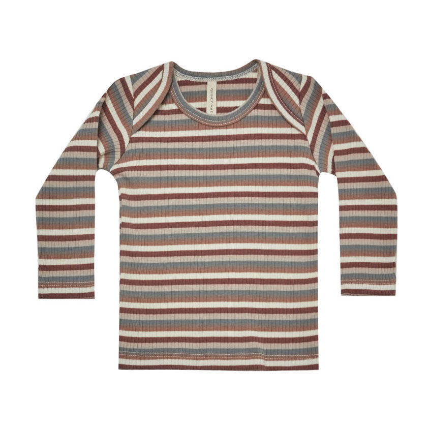 Quincy Mae Ribbed Long Sleeve Tee | Autumn Stripe