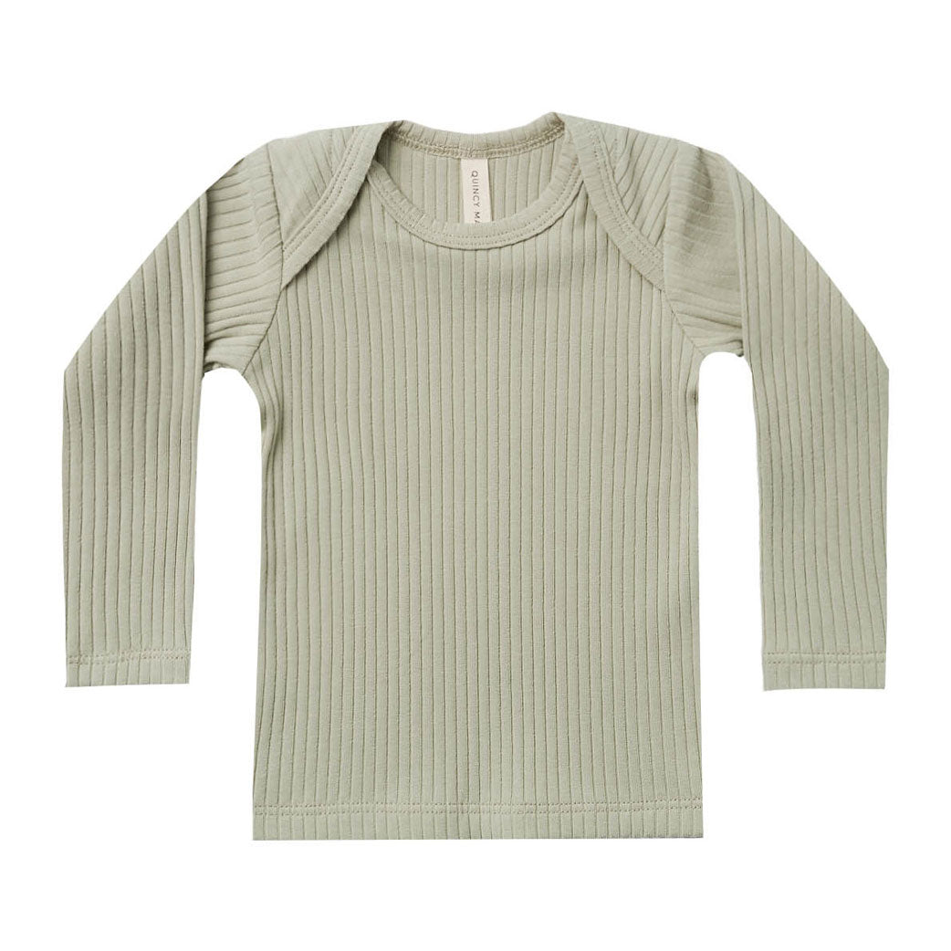 Quincy Mae Sage Ribbed Long Sleeve Lap Tee