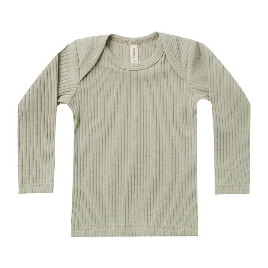 Quincy Mae Sage Ribbed Long Sleeve Lap Tee