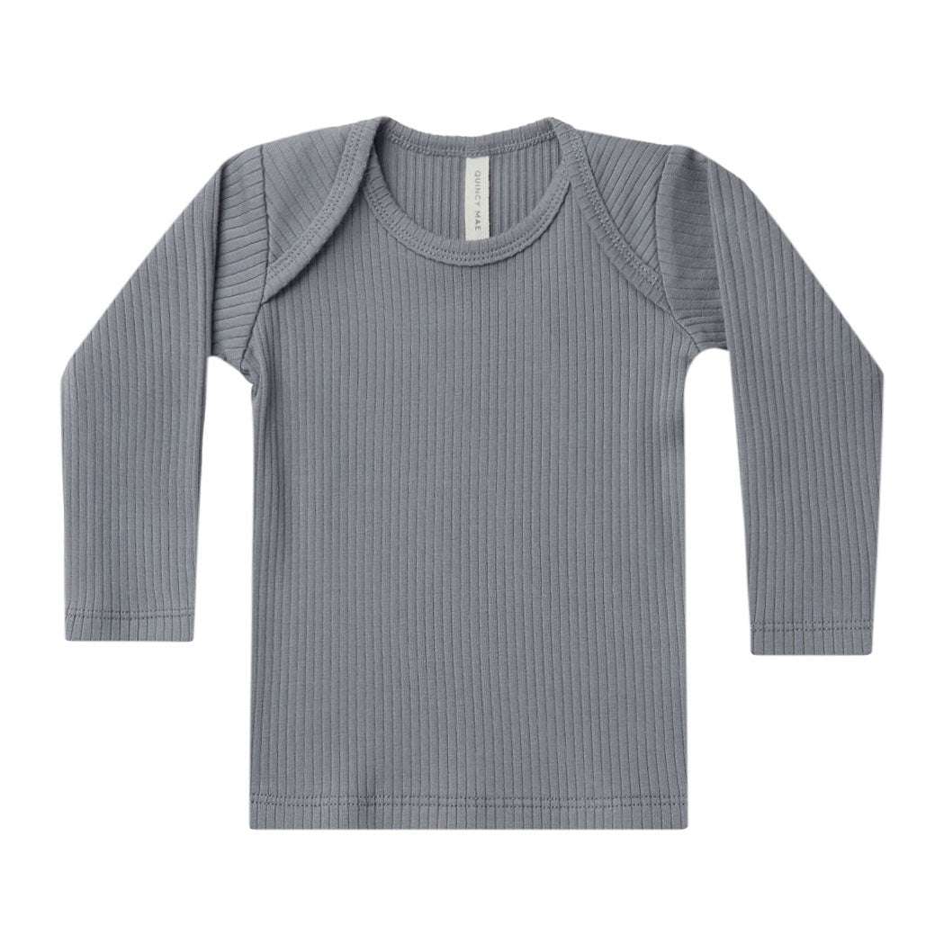 Quincy Mae Ribbed Longsleeve Tee | Washed-Indigo