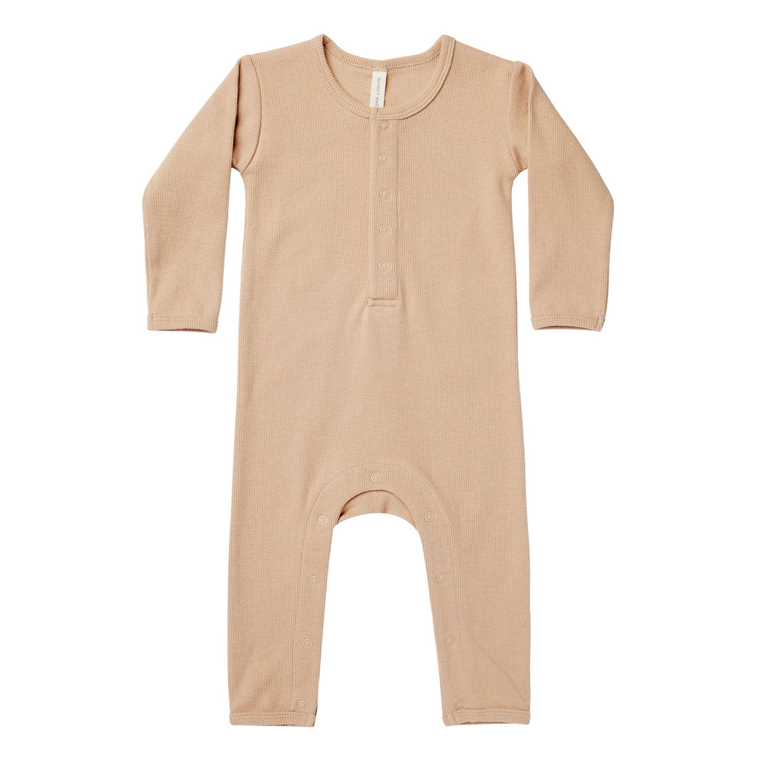 Quincy Mae Ribbed Baby Jumpsuit | Apricot