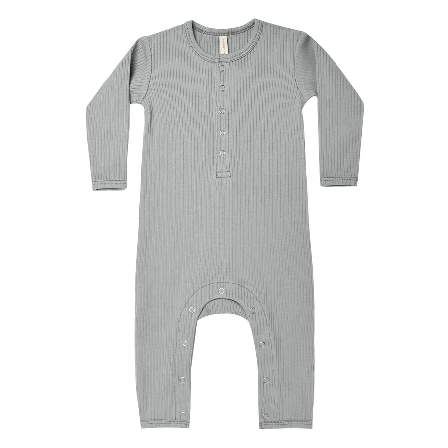 Quincy Mae  Dusty Blue Ribbed Baby Jumpsuit