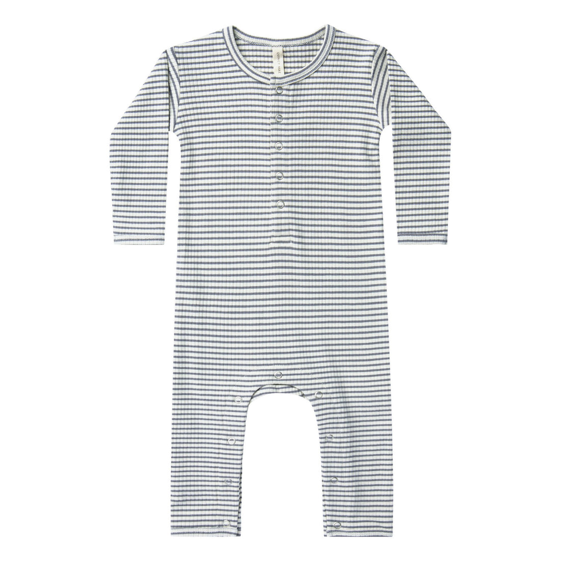 Quincy Mae Ribbed Baby Jumpsuit | Indigo-Stripe