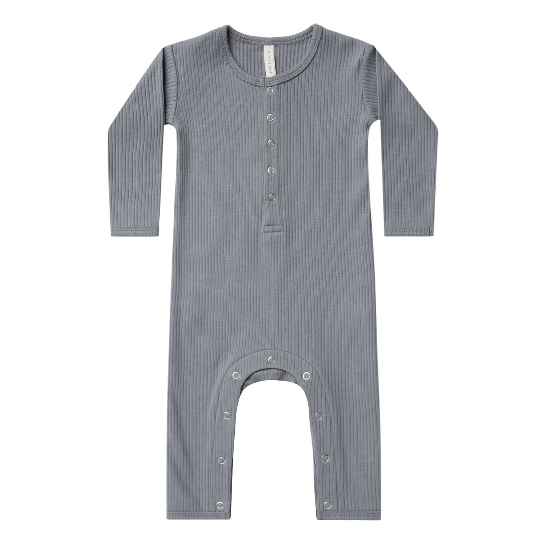 Quincy Mae Ribbed Baby Jumpsuit | Washed-Indigo