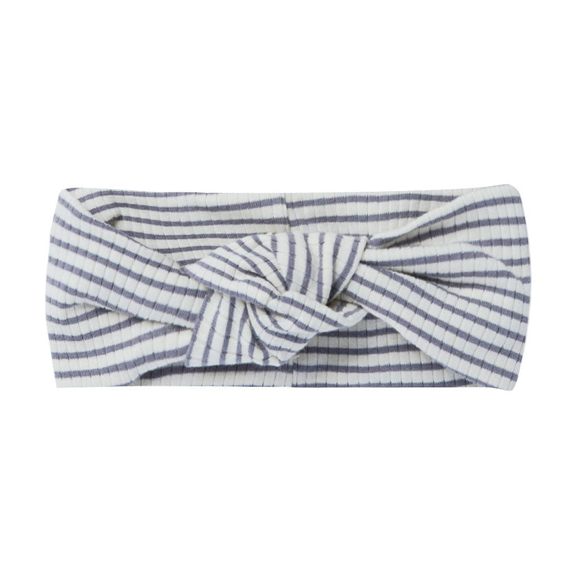 Quincy Mae Ribbed Knotted Headband | Indigo-Stripe
