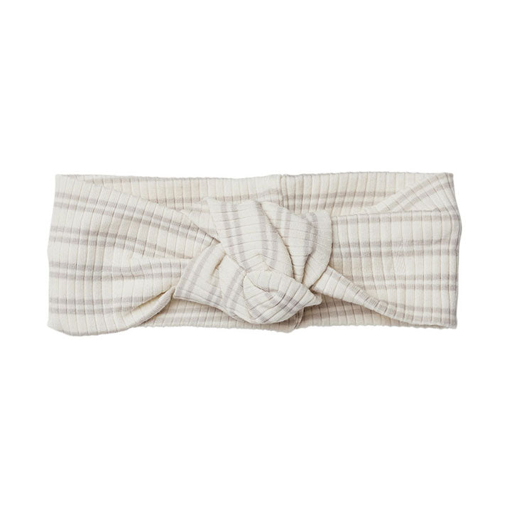 Quincy Mae Ribbed Knotted Headband | Silver Stripe