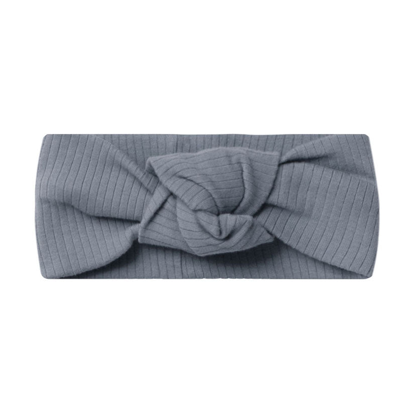 Quincy Mae Ribbed Knotted Headband | Washed-Indigo
