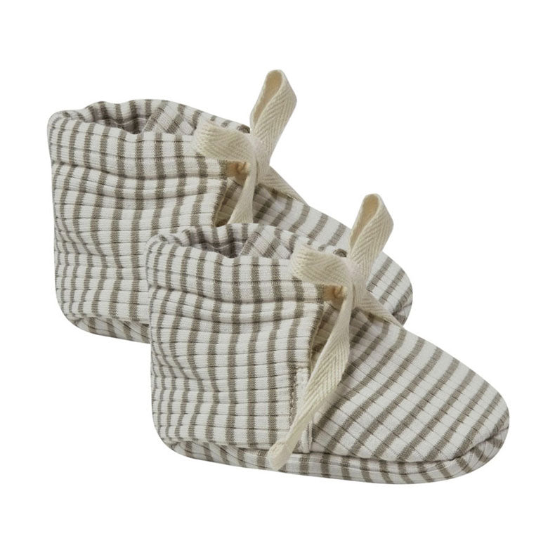 Quincy Mae Ribbed Baby Booties | Fern Stripe