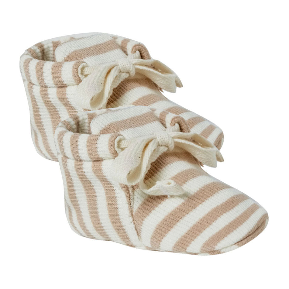 Quincy Mae Latte Stripe Baby Booties