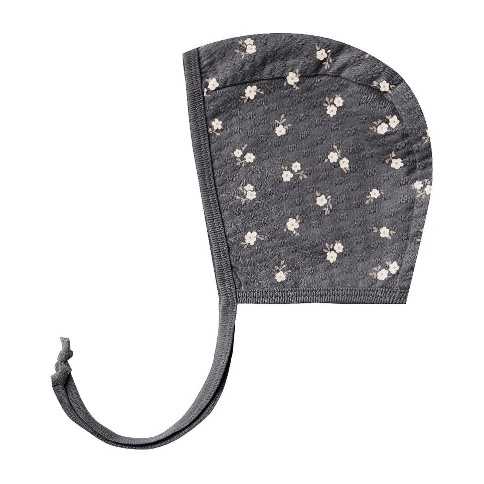 Quincy Mae  Dark Floral Pointelle Baby Bonnet