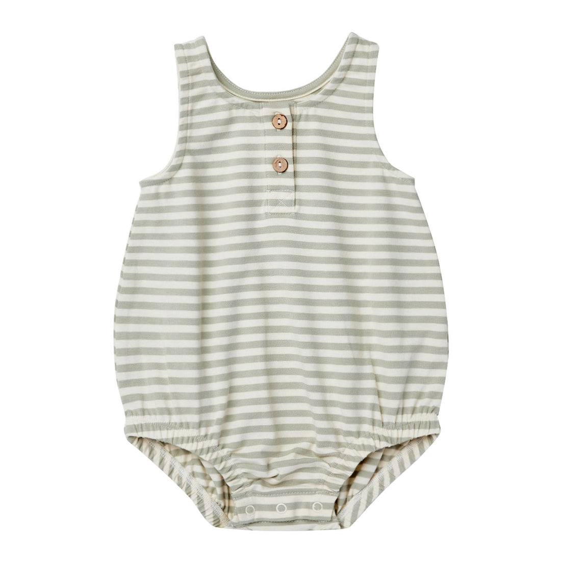 Quincy Mae Sleeveless Bubble Romper | Pistachio Stripe