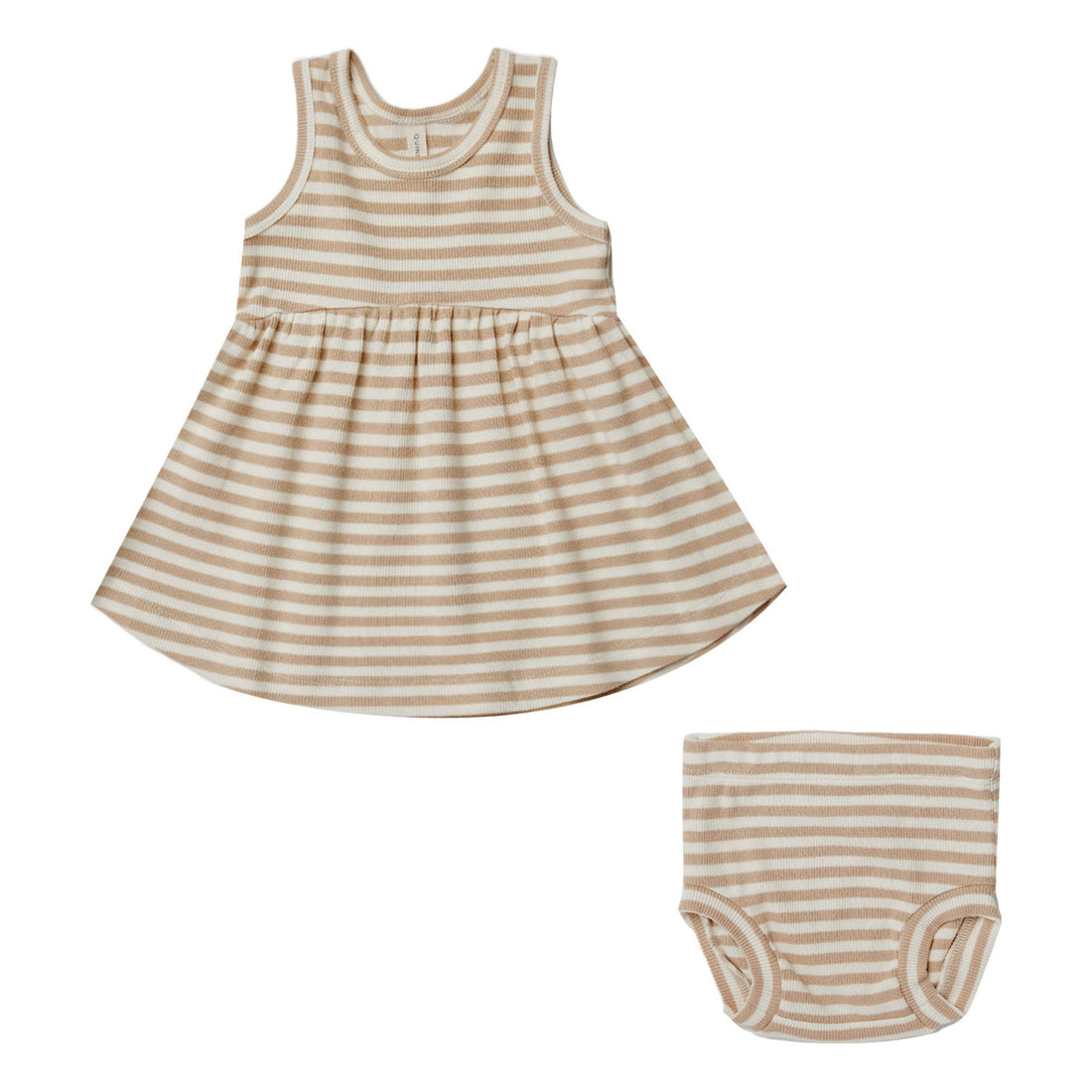 Quincy Mae Latte Stripe Ribbed Tank Dress + Bloomer