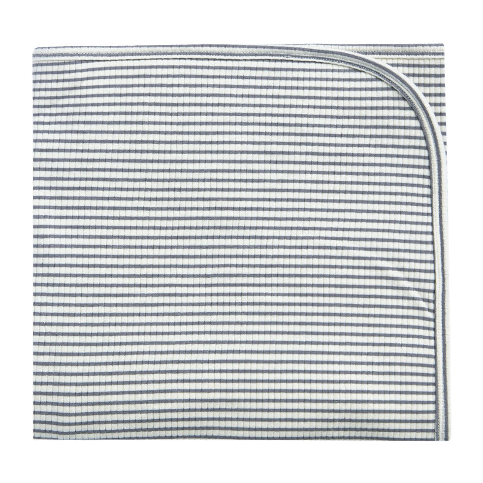 Quincy Mae Ribbed Swaddle | Indigo-Stripe