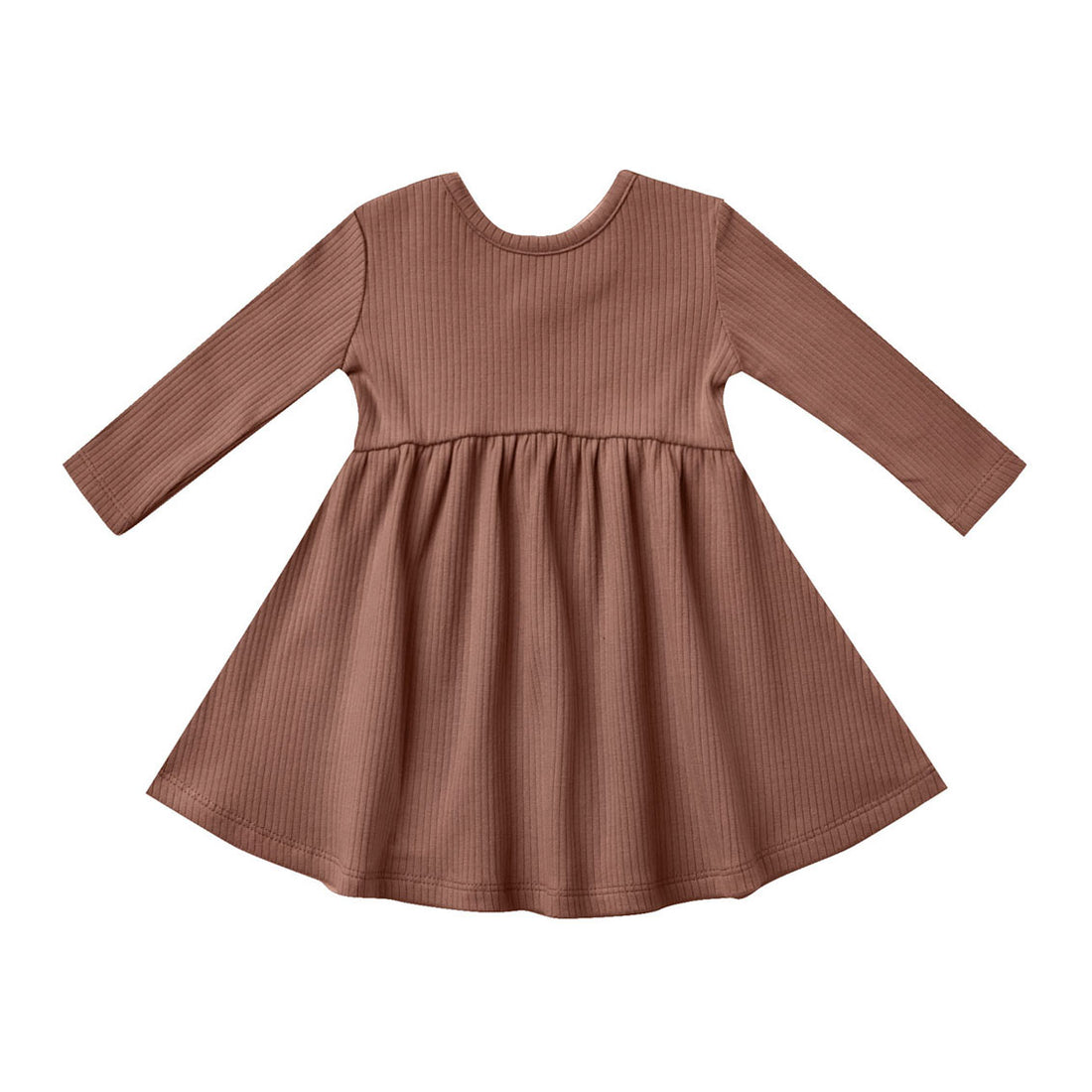 Quincy Mae Ribbed Long Sleeve Dress | Pecan