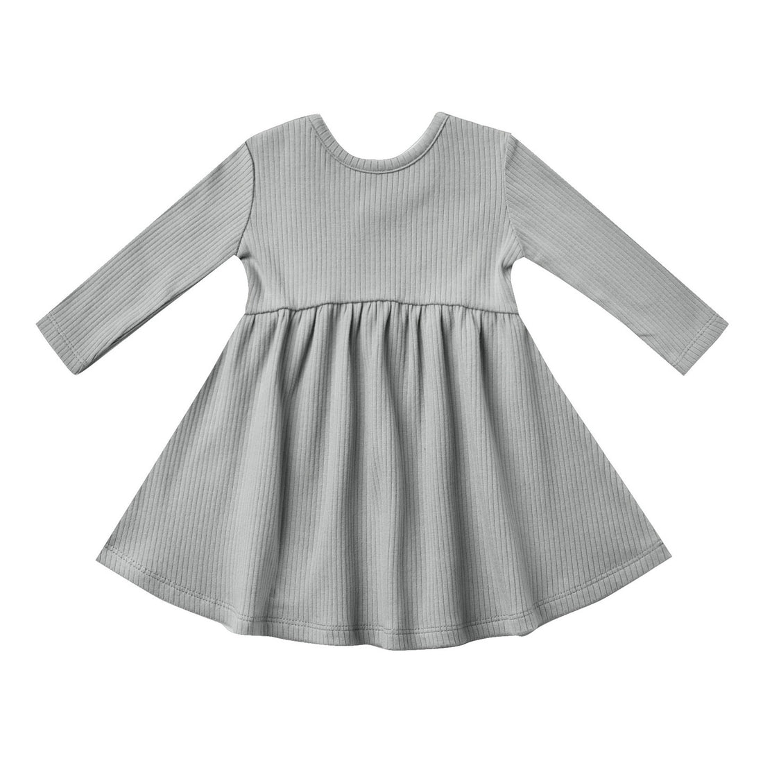 Quincy Mae  Dusty Blue Ribbed Longsleeve Dress